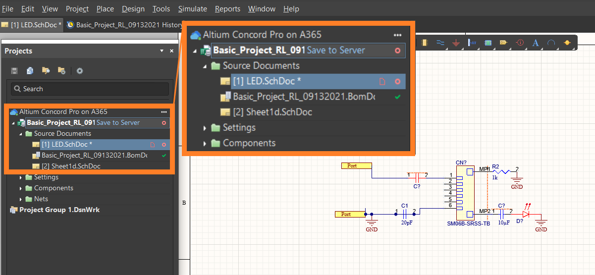 Fig.1 - Local changes - “Save to Server” control